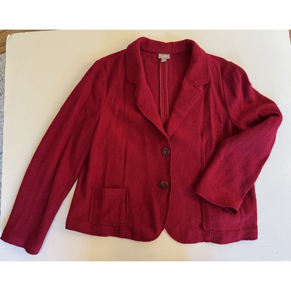 J. Jill Jackets & Blazers - J Jill Raspberry Jacket Blazer Boiled Wool Blend Pockets Snap Front XL Fall